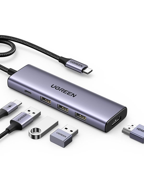 UGREEN 5-in-1 USB-C to 3*USB.3.0+HDMI Hub with USB-C Power Supply