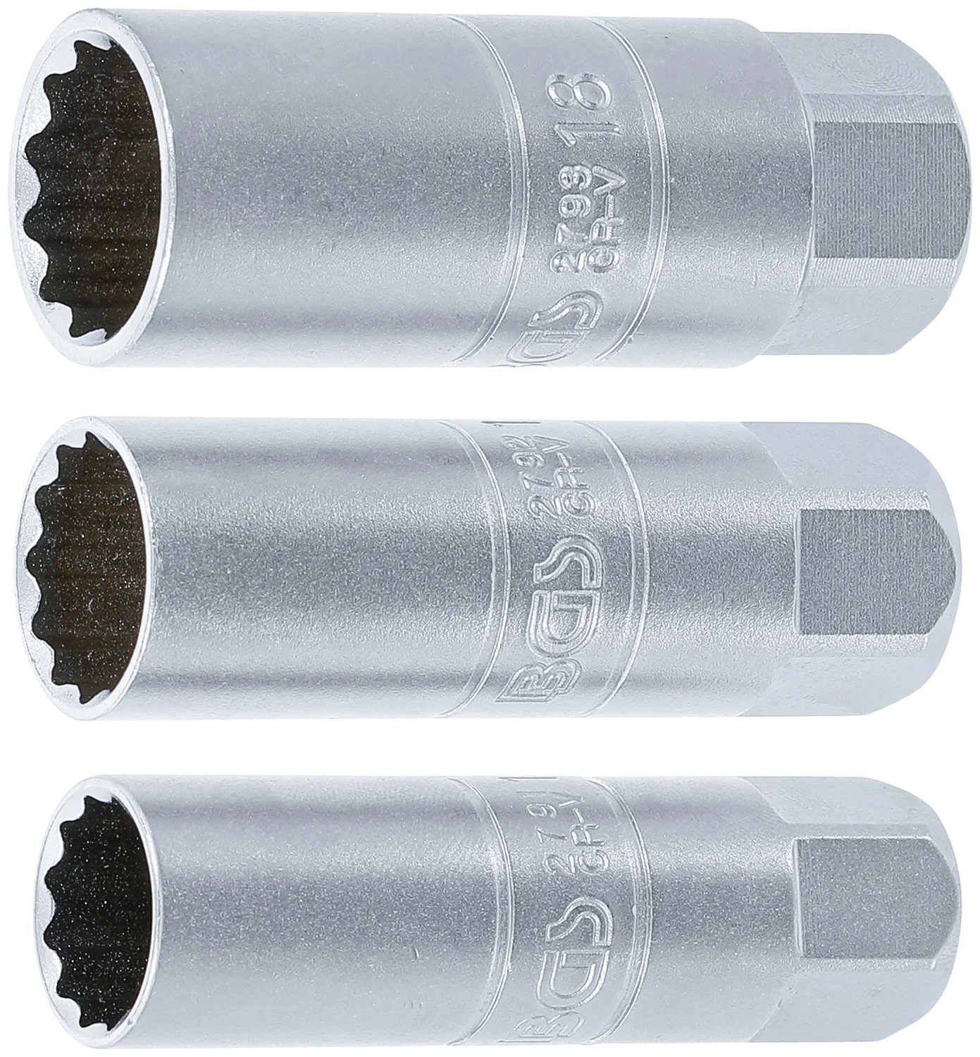 Tændrørstop tolvkant | 10 mm (3/8") | 14 - 16 - 18 mm | 3 dele