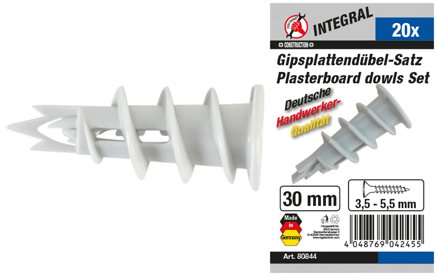 Gipspladerawplug-sortiment | 20 dele