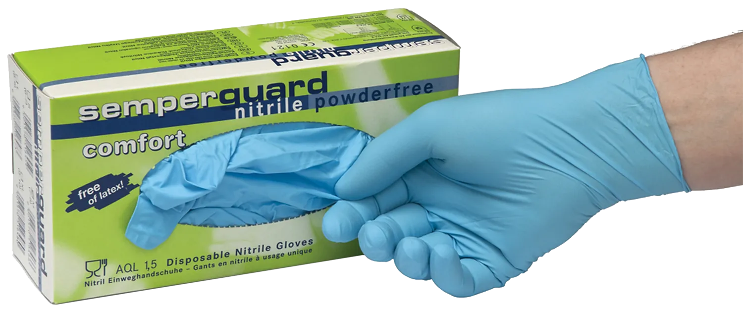 Semperguard nitrilhandsker blå pudderfri pk/100 L
