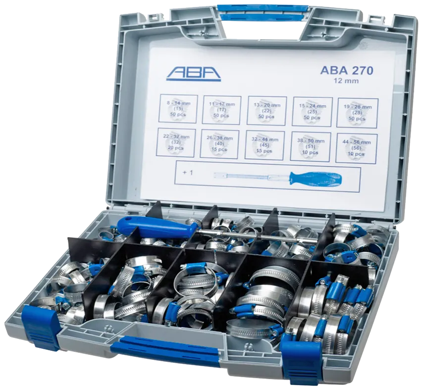 ABA spændebåndssortiment aluzink 9+12mm, 270stk