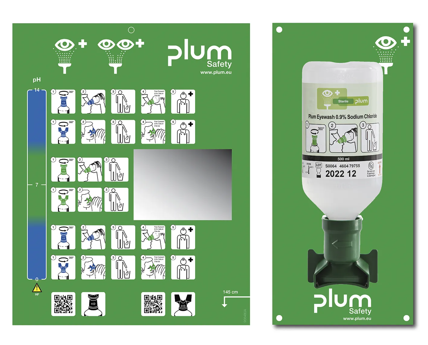 Øjenskyllestation Plum, med 0,5 L flaske + ophæng