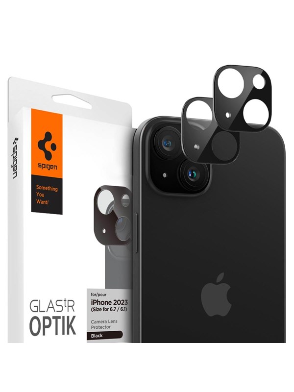 Spigen Glass tR Optik 2 Pack - black - iPhone 15/15 Plus/14/14 Plus