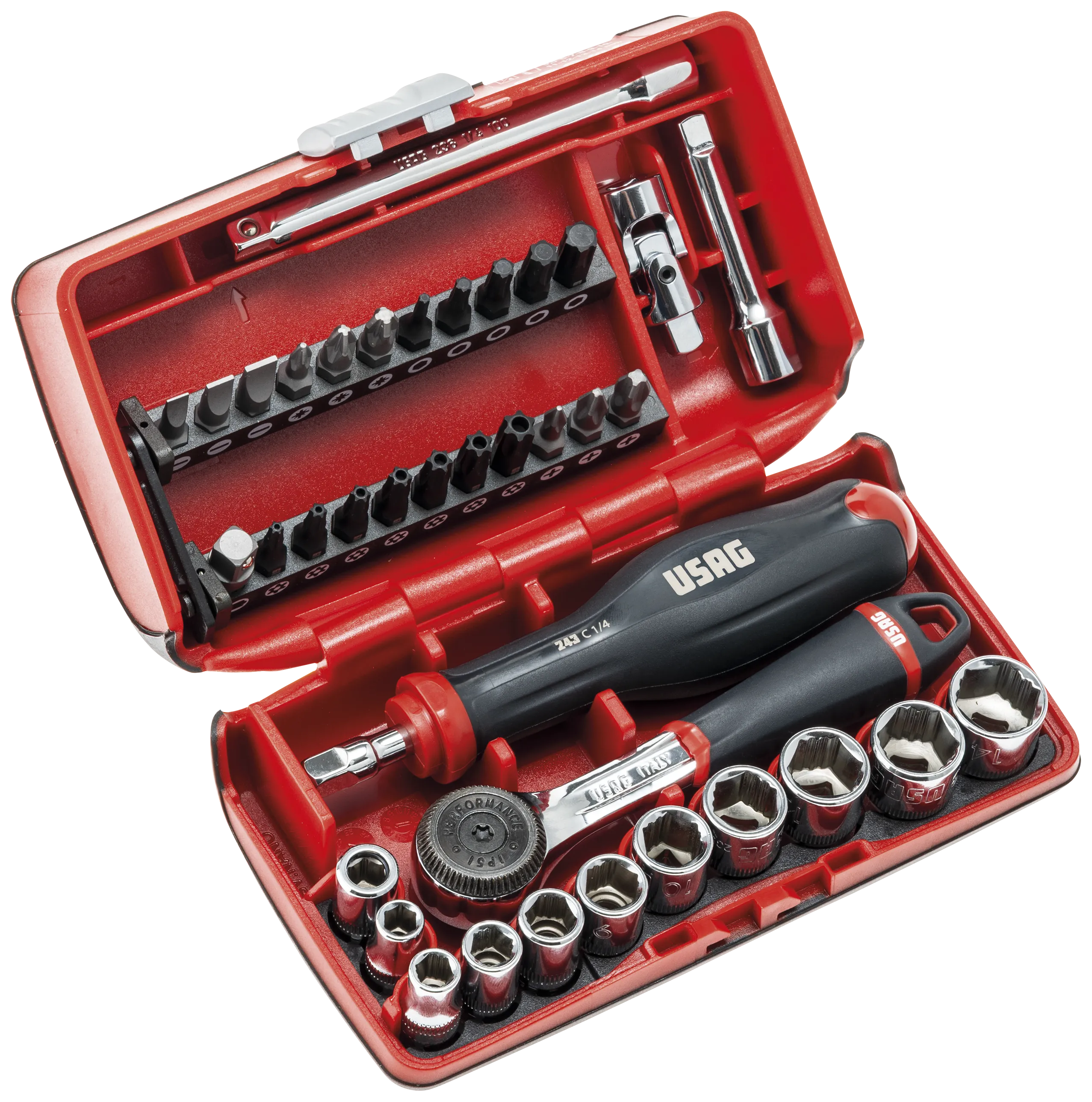 USAG 609 1/4EAX top-/bitssæt 1/4" X-Grip, 41dele