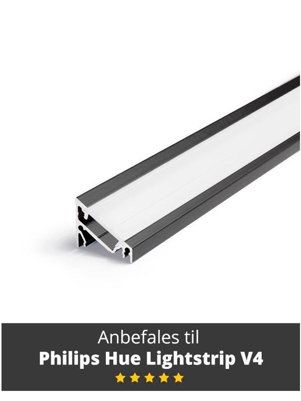 Light Solutions Aluminiumsprofil - Model C til Philips Hue og WiZ - Sort