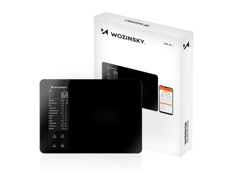 Wozinsky Kjøkkenvekt WIK-16 Smart kjøkkenvekt med digitalt display, Bluetooth-app - Svart