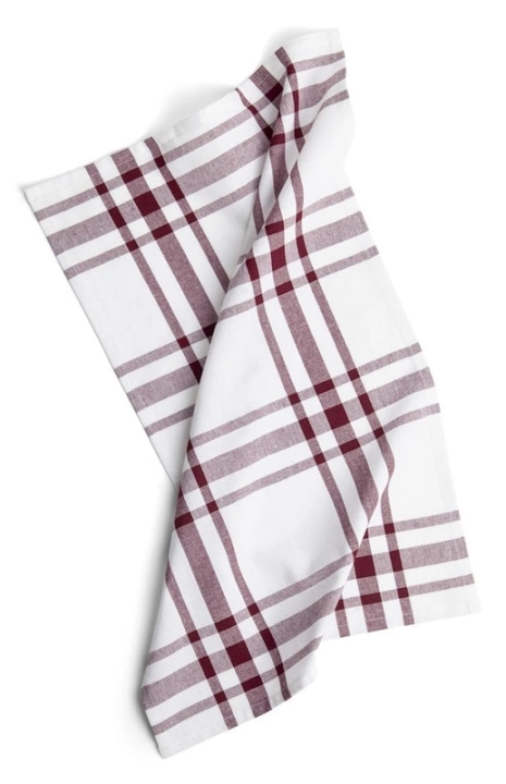 Kosta Linnewäfveriresirkulert kjøkkenhåndkle (40x60cm), Rutete, Burgundy