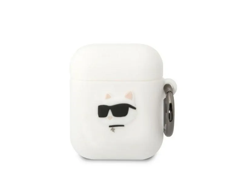 Karl Lagerfeld KLA2RUNCHH AirPods 1/2 cover white/white Silicone Choupette Head 3D