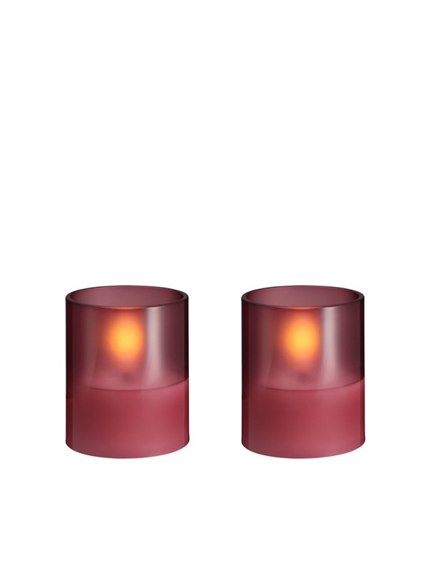 Moods & More LED glass candle - Hurricane - Vintage Rose - 47x57 mm - 2 pcs