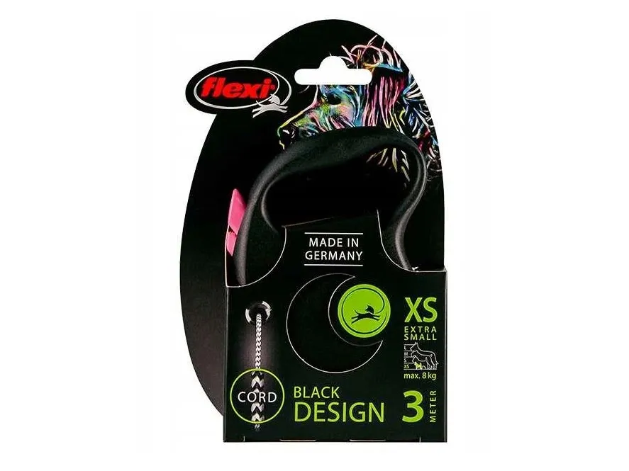 Flexi Black Design XS leash 3 m 8 kg pink