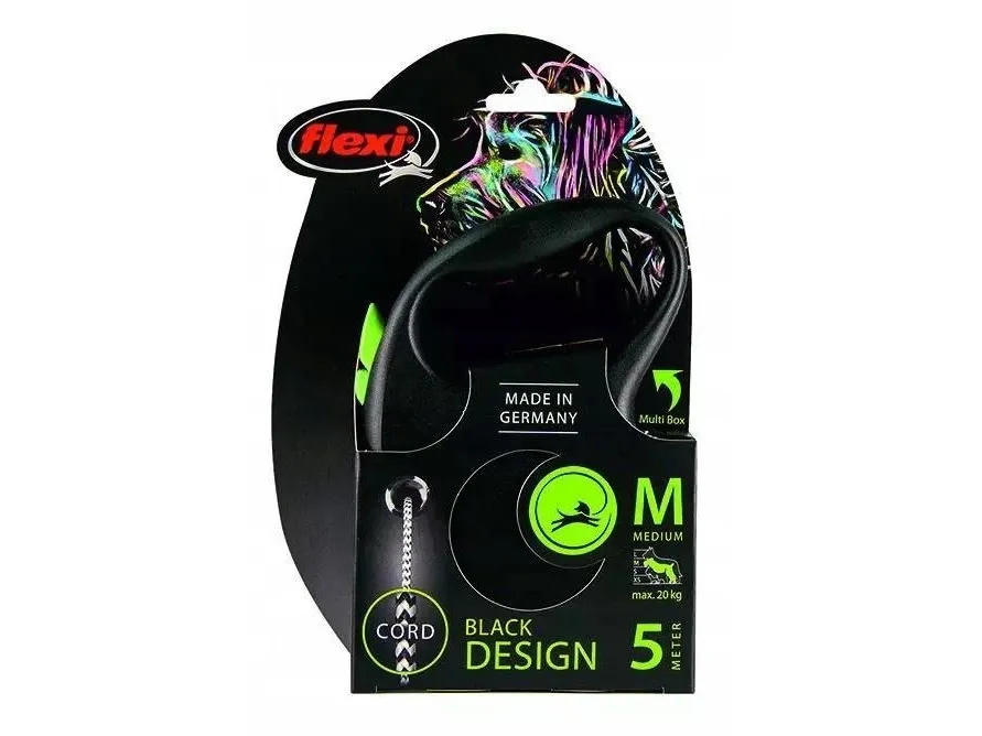 Flexi Black Design M leash 5 m 20 kg green