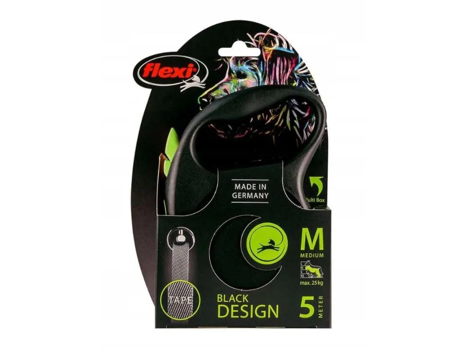 Flexi Black Design M leash 5 m 25 kg green