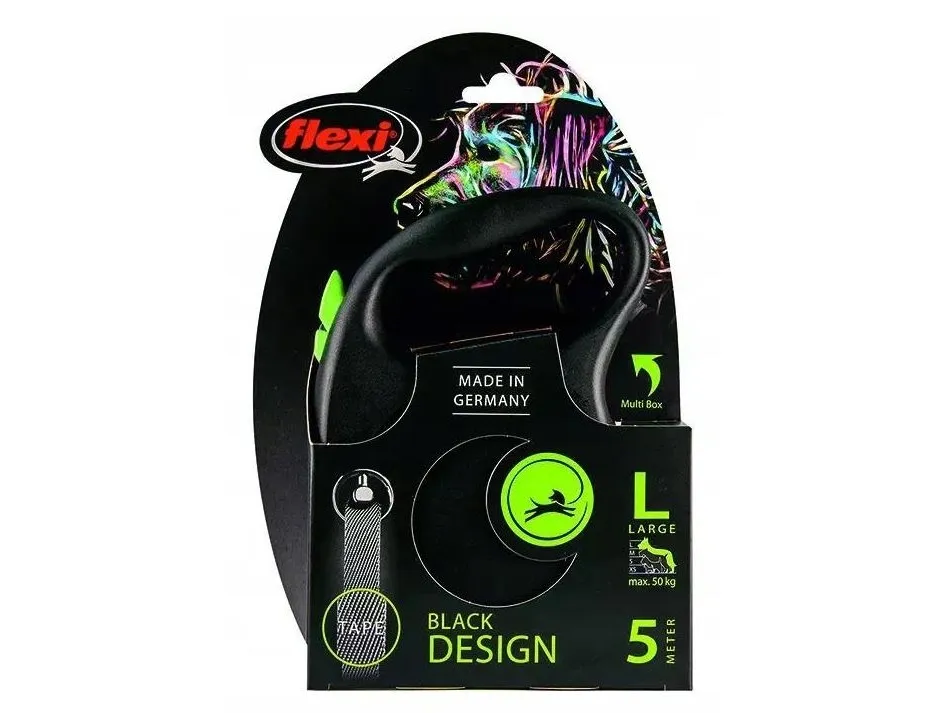 Flexi Black Design L leash 5 m 50 kg green