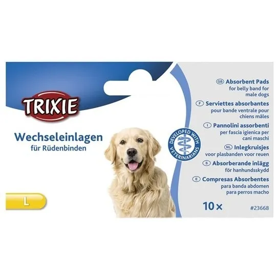Trixie Utskiftbare absorberende puter for hannhundbleier L (10-pakning)