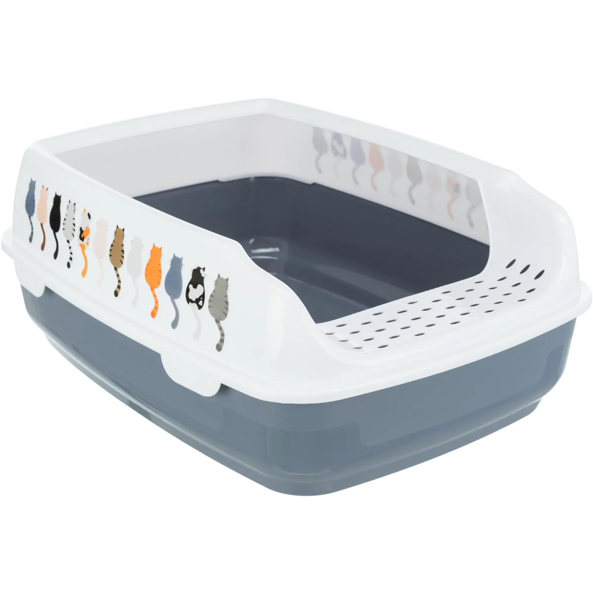 Trixie Delio cat litter tray with rim 38 × 20 × 50 cm grey/white