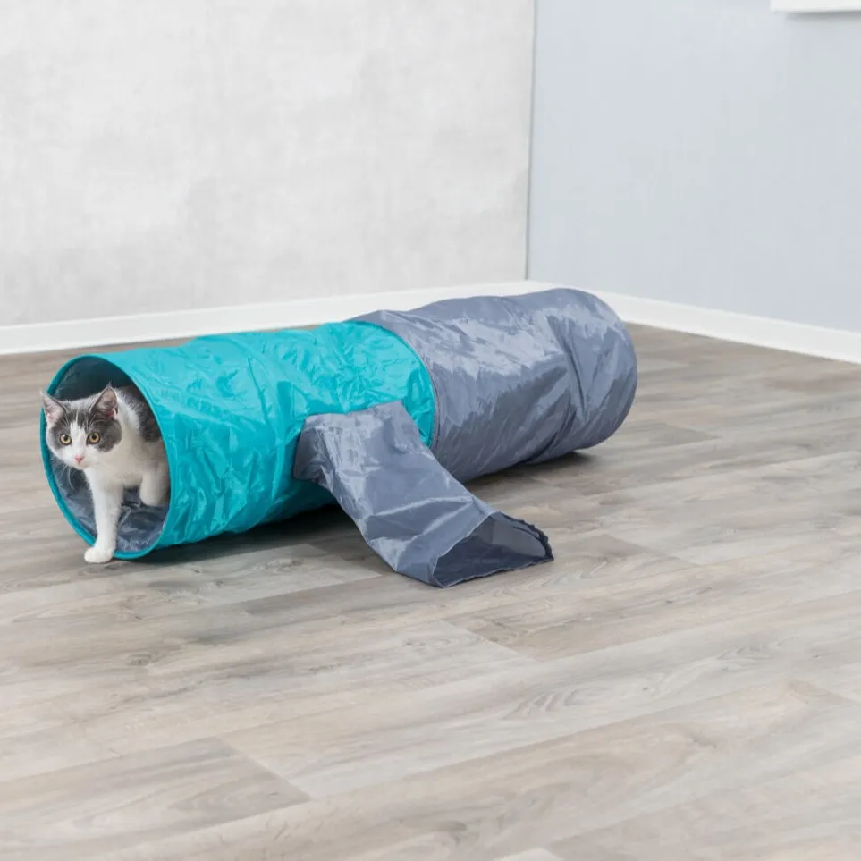 Trixie Playing tunnel with 4 entrances plush ø 30 × 115 cm dark grey/petrol