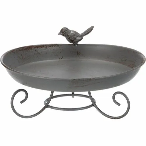Trixie Bird bath standing metal 800 ml/ø 22 cm grey