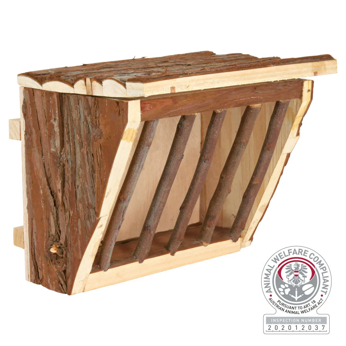 Trixie Hay manger hanging with lid bark wood 20 × 15 × 17 cm