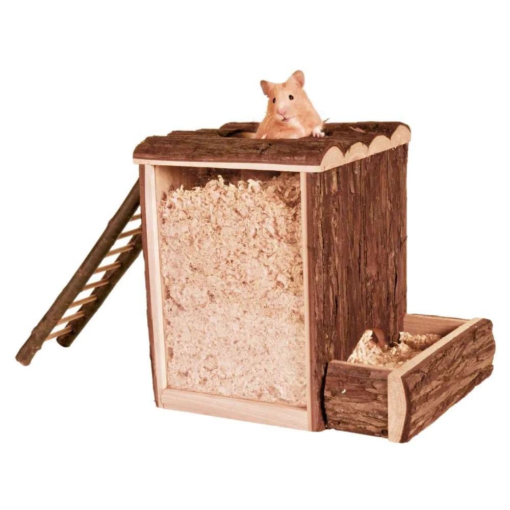 Trixie Play and Burrow Tower Bark Wood Small Animals 20x20x16cm