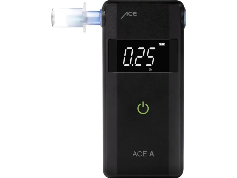 ACE alkoholtester sort 0 til 4 ‰ (ulike enheter), alarm, inkl. display, nedtelling