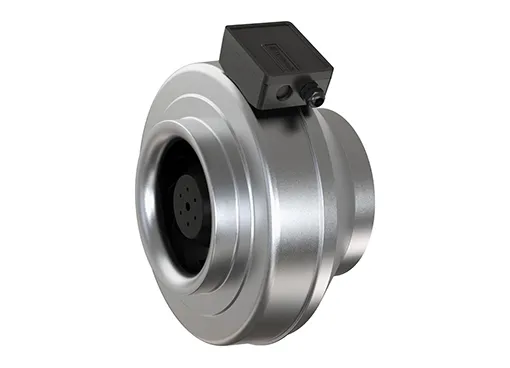 SYSTEMAIR Kanalventilator K100 EC Sileo med potentiometer (0-10V). Luftmængde max. 321 m³/h el. 250 m³/h ved 200 Pa, 1x230V, 50-60 Hz, 83 W.