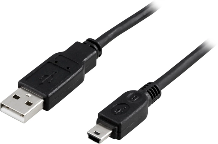 DELTACO USB 2.0 kabel Type A output-Type mini B output,2m,svart