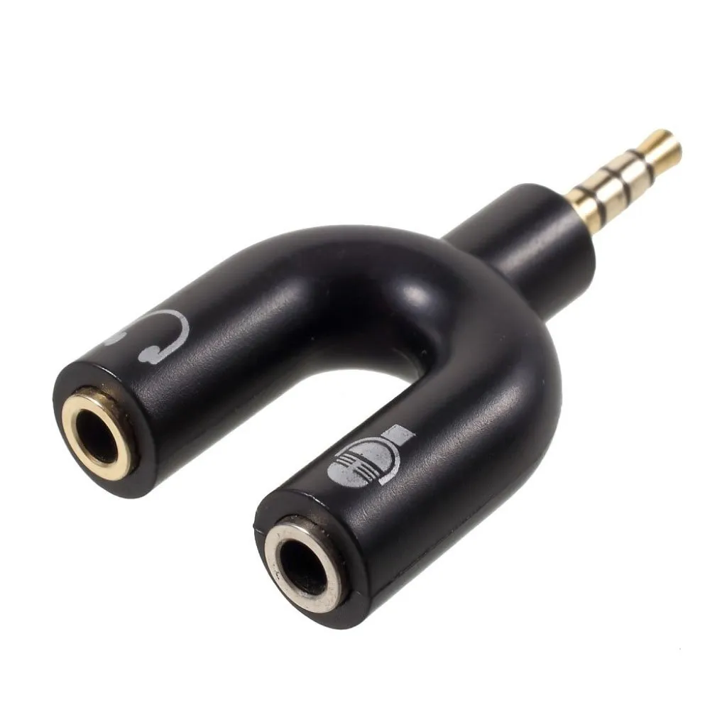 U formet 3.5mm stereo lyd til dobbel hodetelefon splitt adapter - svart