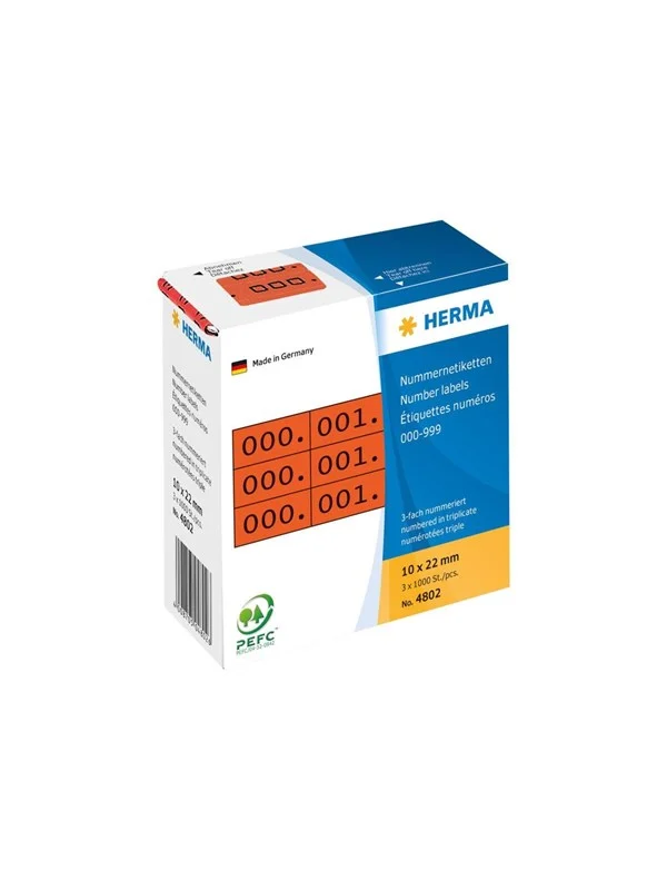 HERMA self-adhesive number labels - 3000 label(s) - 10 x 22 mm