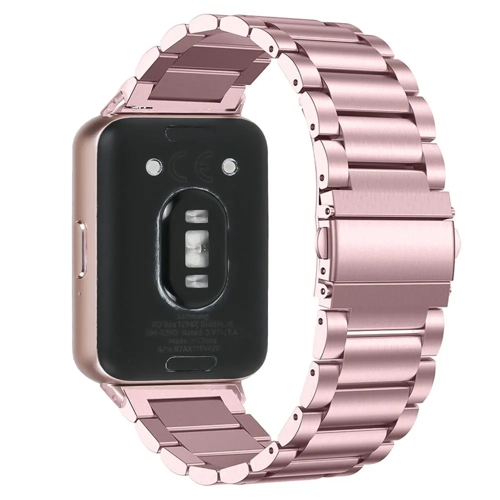 Samsung Galaxy Fit3 SM-R390 Armbånd i rustfritt stål med 3 perler som erstatter smartklokkerem - Rosa Rose