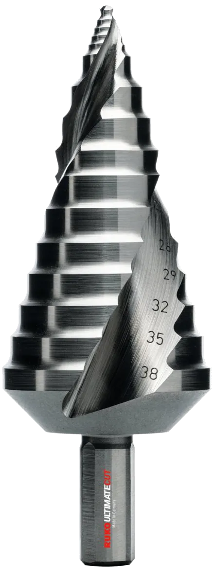 Trappebor HSSE-Co5 med Flowstep-spiss, 9-38 mm