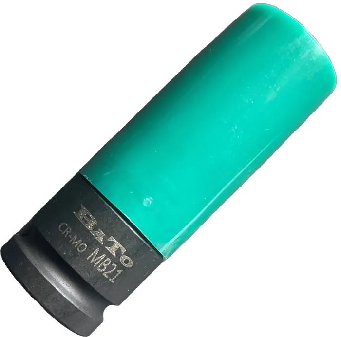 BATO Krafttopp tynn vegg med plastbeskytter 1/2" x 21mm for KIA og HYUNDAI. 6kt. Lysegrønn.