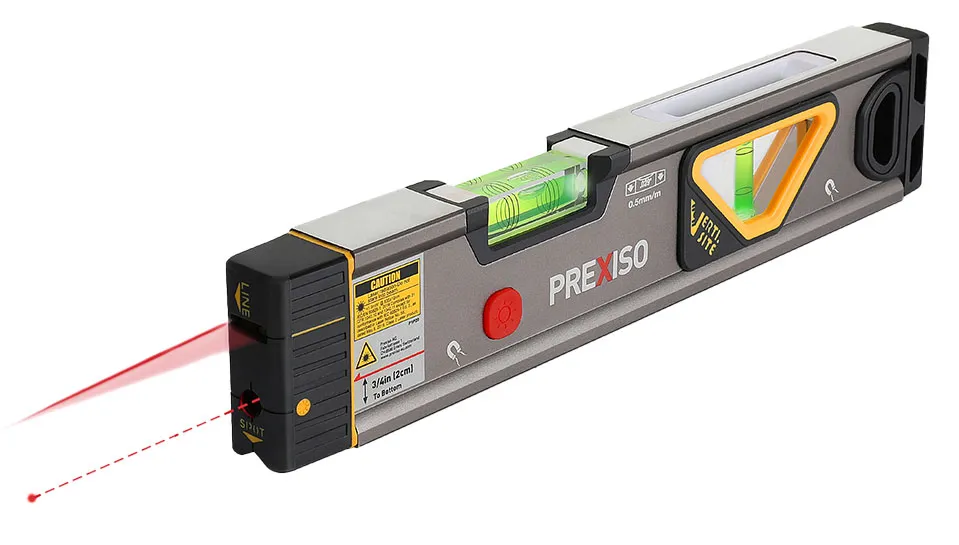 PREXISO P1P20 Mini alu laser vaterpass 318mm. 10m linje og 30m punkt. Med kraftig vinkel magnet
