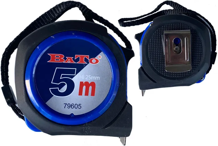 BATO Målebånd 5m med belteklips. Kl. 2