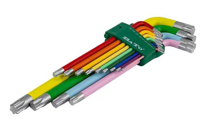 BATO Unbrakonøkkelsett farget XXL-JUMBO lang torx 10-80. 13 deler.