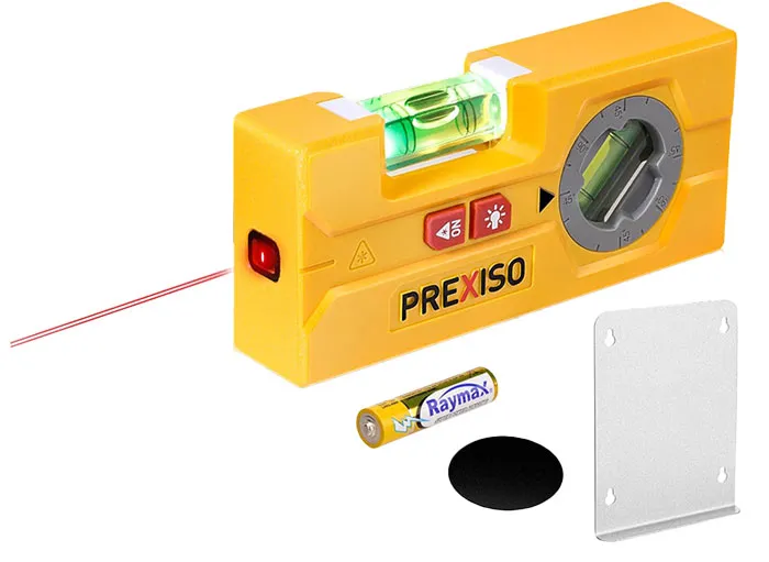 PREXISO P1P3M 2-IN1 Kompakt Mini Laser Vaterpas 120mm. 10m. Med kraftig vinkelmagnet