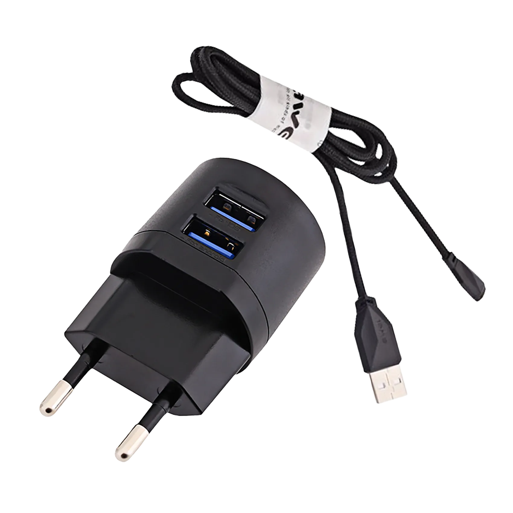 Ladeadapter AWEI nettstøpsel USB 2,1A, 2 utg. inkl. mikro-usb, Power Cap Active IP
