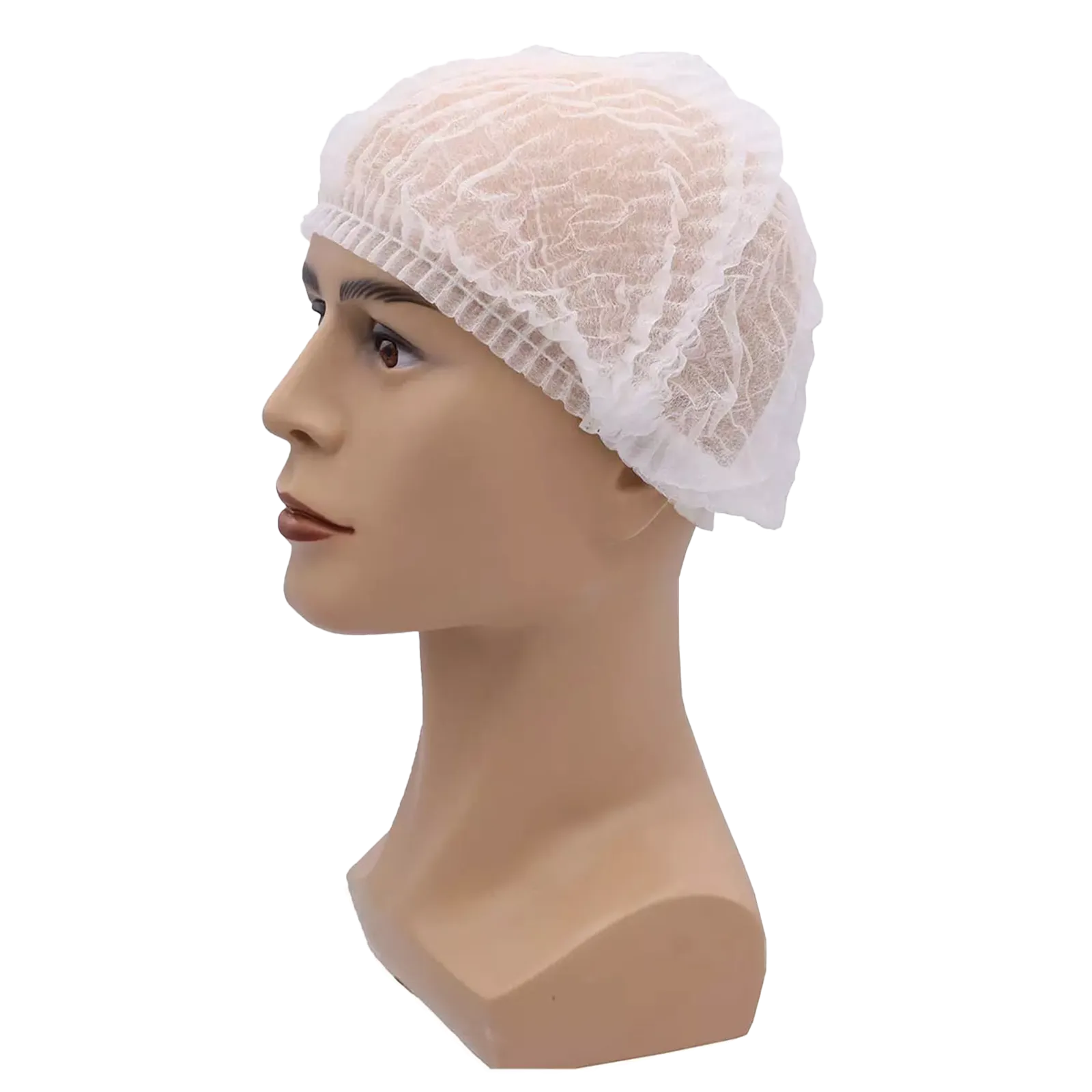 Hårnett AMPri MobCap med elastikk, Hvit, pk à 100 stk