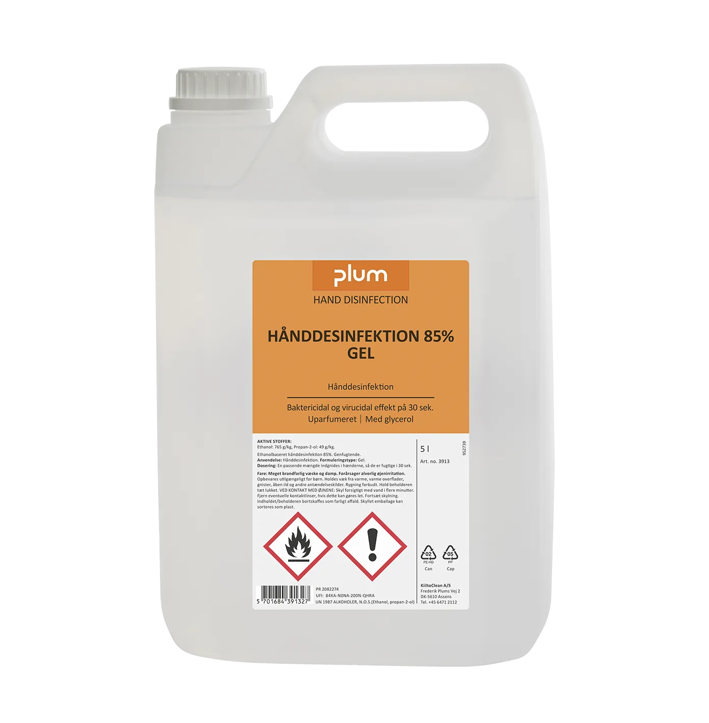 Desinfeksjon Plum 85%, gel, 5 l dunk ekskl. pumpe
