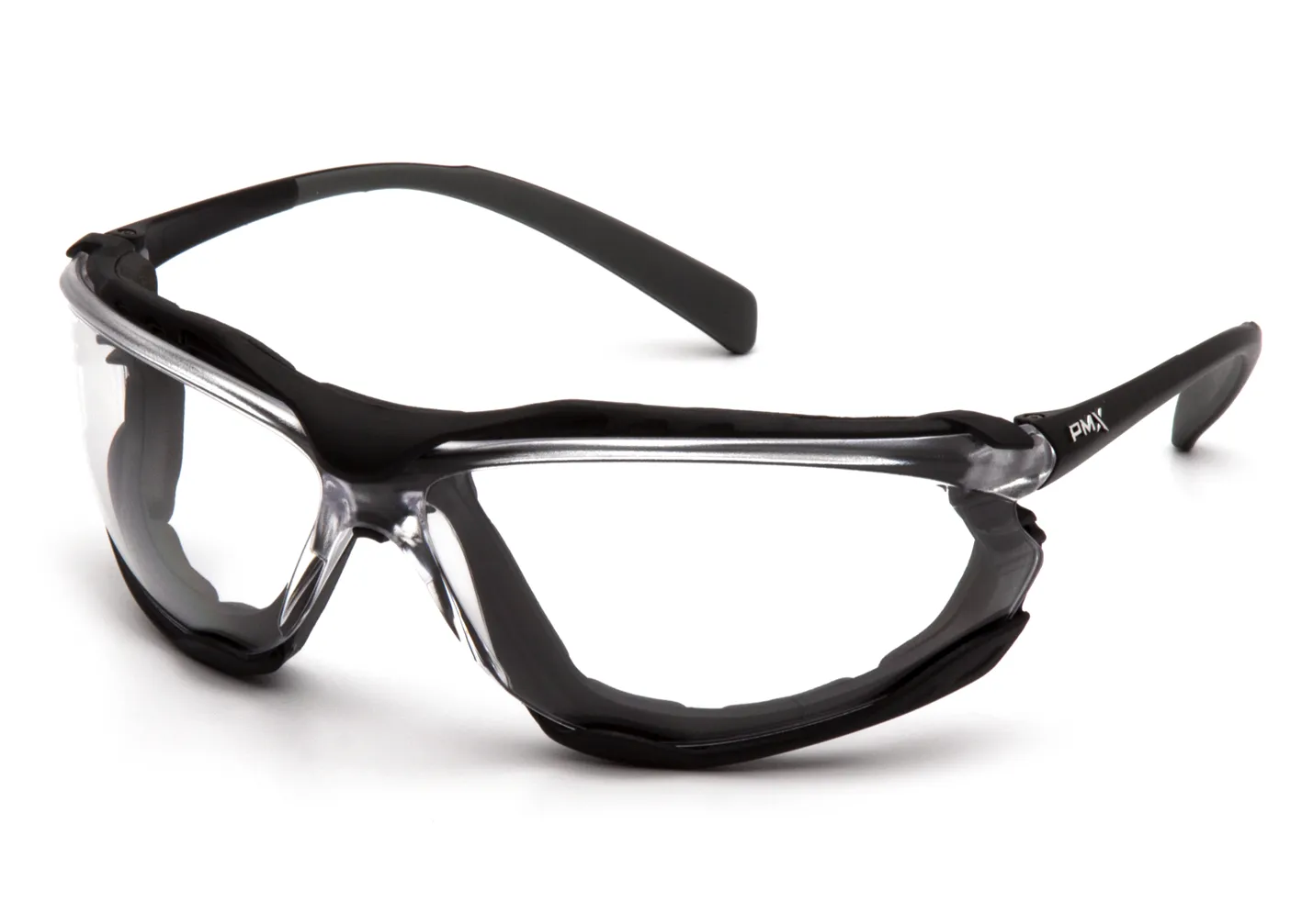 Brille Pyramex Proximity, Sort ramme, klar linse, antidugg
