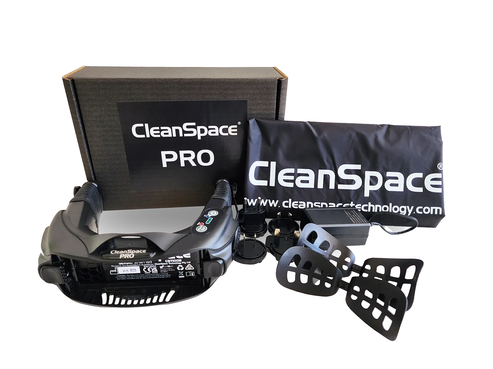 CleanSpace PRO kraftsystem, inkl. nakkestøtte, lader og pose