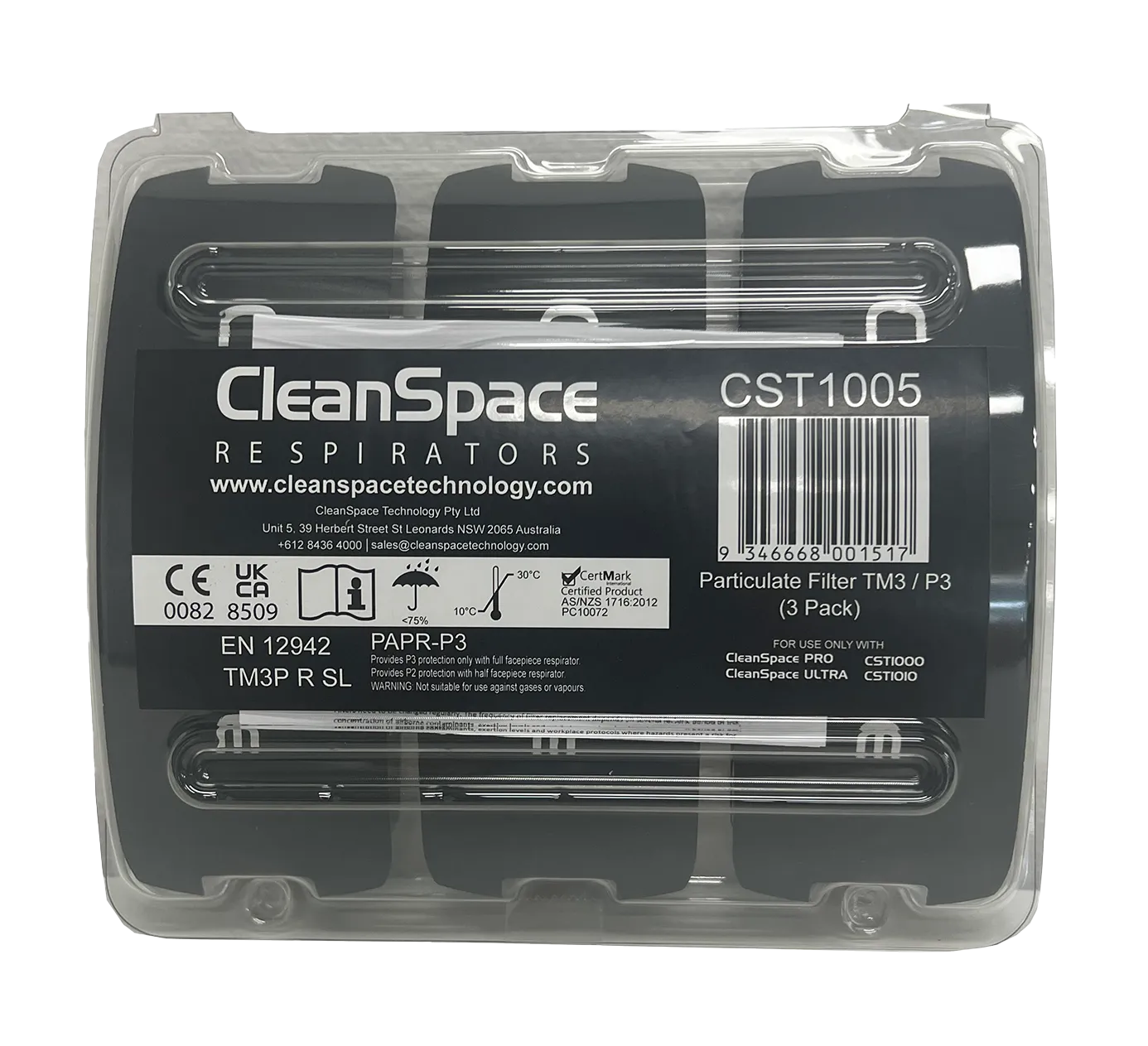 Partikkelfilter TM3 P3 CleanSpace, pk à 3 stk, PRO og ULTRA power