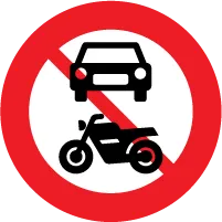 Veiskilt - Motorvogn forbudt C22.1, EG 3 RF, Ø70 cm, 1-sidig