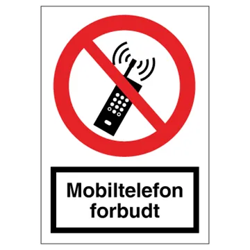 SKILT - Mobiltelefon forbudt, Plast, A4, 210x297 mm