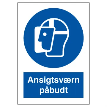 SKILT - Ansiktsvern påbudt, Vinyl, A4, 210x297mm