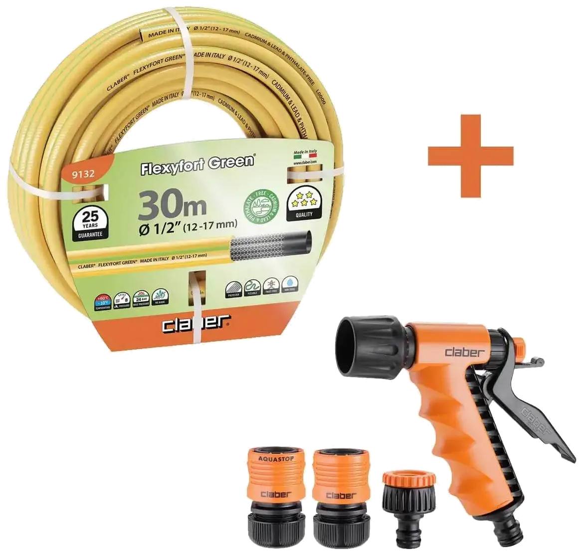Claber vanningssett, 30m 1/2" slange + startsett