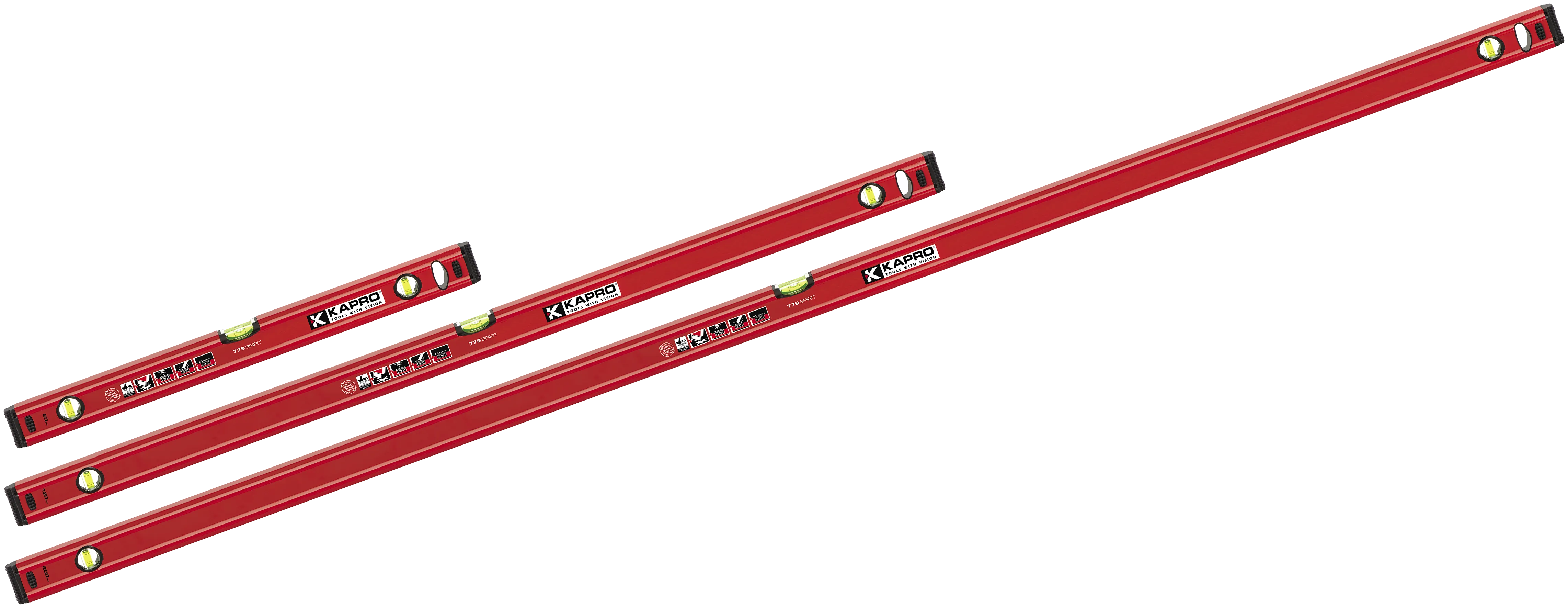 Kapro åndenivå med magnet, 60+120+200 cm, 3 stk