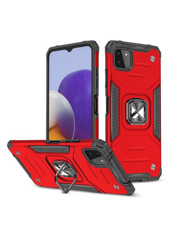Wozinsky  Ring Armor Armored Hybrid Case Cover + Magnetic Holder Samsung Galaxy A22 4G Red