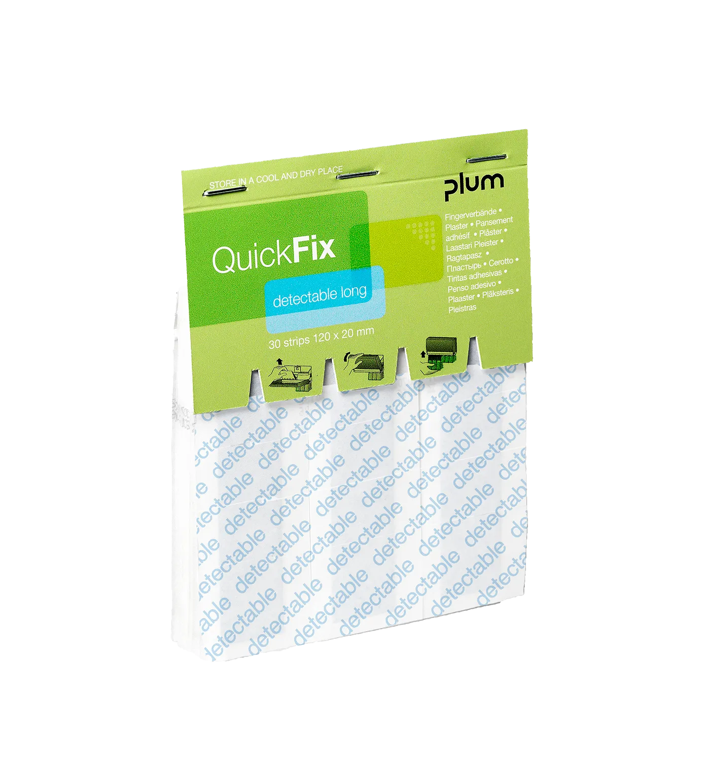 Plaster refill Plum Quickfix, ekstra lang, pk à 30 stk