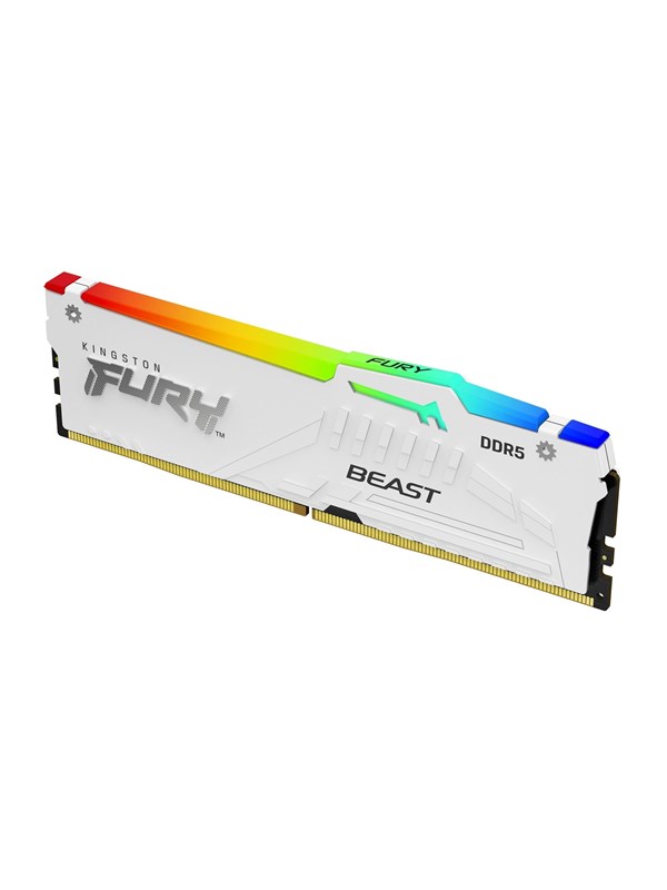 Kingston FURY Beast RGB DDR5-6400 - 16GB - CL32 - Single Channel (1 pcs) - AMD EXPO & Intel XMP - Hvit med RGB