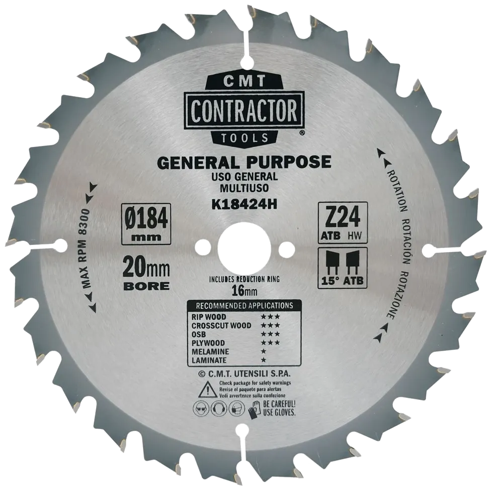 CMT Contractor sirkelsagblad 184×1,7×20 Z24, 10stk